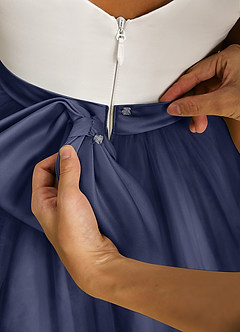 Azazie Sprout Flower Girl Dresses Stormy A-Line Bow Tulle Dress image5