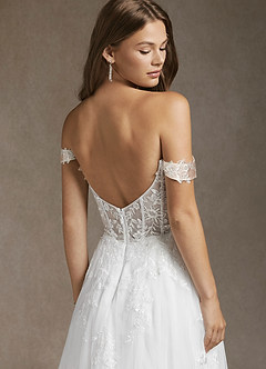 Azazie Wendie Robes de mariée Robe Trapèze en Tulle Paillettes Blanc De Diamant image8