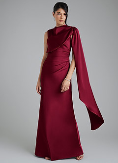 Azazie Taj Brautjungfernkleider Meerjungfrau-Linie Korsett Stretch-Satin Kleid Burgunderrot image4