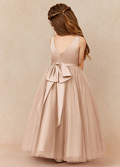 Azazie Marybell Flower Girl Dresses English Rose A-Line Bow Tulle Dress image2