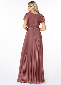 Azazie Kara Modest Bridesmaid Dresses A-Line Pleated Chiffon Floor-Length Dress image2