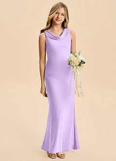 Azazie Rylina Junior Lilac Mermaid Stretch Satin Dress image3