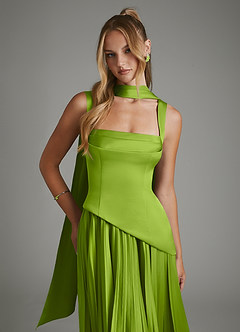 Azazie Stephanie Bridesmaid Dresses Red Plum A-Line Corset Stretch Satin Dress image5