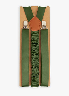 front Matching Matte Satin Bow Tie & Suspenders Set