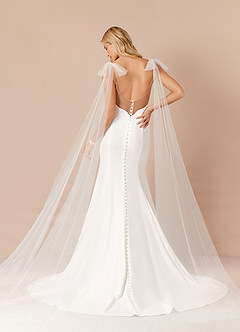Azazie Sharen Wedding Dresses Diamond White Sand Mermaid Stretch Crepe Dress image2