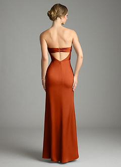 Azazie Leonis Bridesmaid Dresses Paprika Mermaid Pleated Stretch Satin Convertible Dress image2