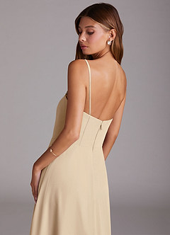 Azazie Wren Bridesmaid Dresses Champagne A-Line Side Slit Chiffon Convertible Dress image8