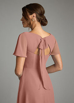 Azazie Kimber Bridesmaid Dresses Cedar Rose A-Line Flounce Sleeve Chiffon Dress image8