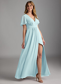 Azazie Zaniah Bridesmaid Dresses Sea Glass A-Line Chiffon Dress image3