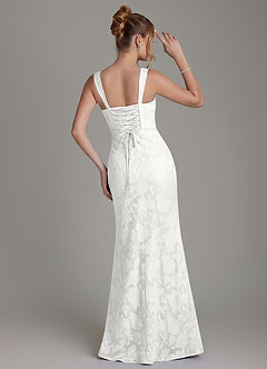 Azazie Agustina Bridesmaid Dresses White Mermaid Corset Floral Burnout Dress image4