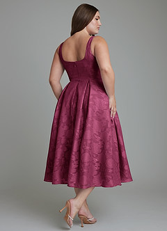 Azazie Amalie Bridesmaid Dresses Mulberry A-Line Pleated Floral Burnout Dress image11