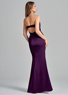 Azazie Olea 신부 들러리 드레스 인어 스트랩리스 스트레치 새틴 바닥 길이 드레스 image5