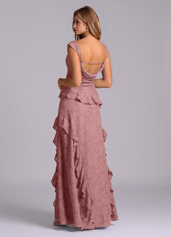 Azazie Sloane Bridesmaid Dresses Dusty Rose A-Line Sweetheart Neckline Floral Burnout Dress image2