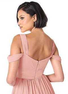 Azazie Lianne Bridesmaid Dresses Rosette A-Line Off the Shoulder Chiffon Dress image6