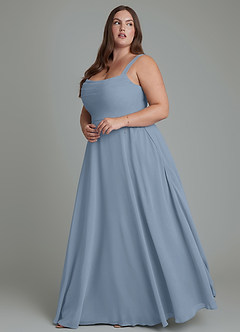 Azazie Shaude Bridesmaid Dresses Dusty Blue A-Line Pleated Chiffon Dress image9