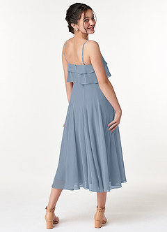 Azazie Ensley Junior Dusty Blue A-Line Pleated Chiffon Dress image6