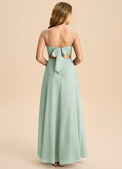 Azazie Shale Junior Agave A-Line Bow Chiffon Dress image1