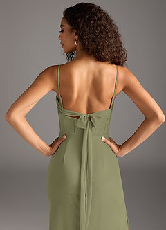 Azazie Mai Bridesmaid Dresses Pistachio Sheath Pleated Mesh Dress image6