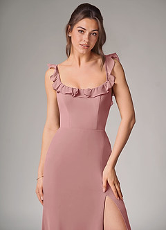Azazie Callie Brautjungfernkleider Wandelbar Meerjungfrau-Linie Seitliche Cut-Outs Chiffon Kleid Altrosa image5