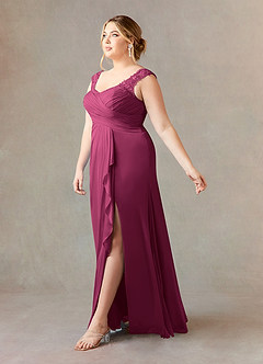 Azazie Edelin Mother of the Bride Dresses Mulberry A-Line Sweetheart Neckline Pleated Mesh Dress image10