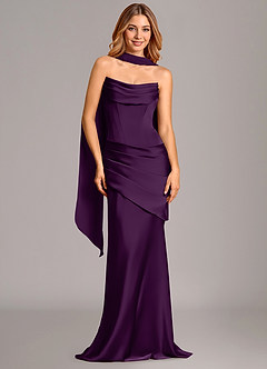 Azazie Pelagia Suknie dla druhen Syrena Gorset Satyna elastyczna Do ziemi Sukienka image2