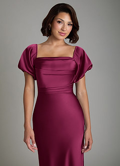Azazie Lea Bridesmaid Dresses Red Plum Mermaid Off the Shoulder Stretch Satin Convertible Dress image7