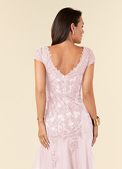 Azazie Romy Mother of the Bride Dresses Blushing Pink Mermaid V-Neck Sequins Tulle Dress image6