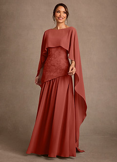 Azazie Flossie 신부의 어머니 드레스 A라인 주름진 쉬폰 플로어 길이 드레스 image3