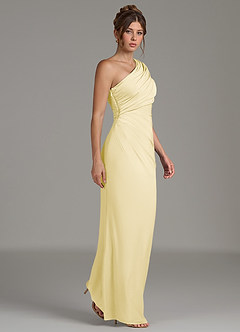 Azazie Essence Bridesmaid Dresses Lemon Sorbet Sheath One Shoulder Premium Stretch Jersey Dress image6