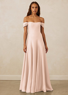 Christian Siriano Bridal for Azazie 1002 Bridesmaid Dresses Blushing Pink A-Line Off the Shoulder Stretch Satin Convertible Dress image2
