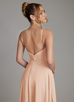 Azazie Elita Brautjungfernkleider A-Linie Plissee Chiffon Kleid Englisches Rosa image2