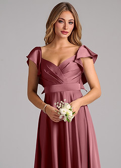 Azazie Leilani Brautjungfernkleider A-Linie Gestreift Stretch-Satin Kleid Wüstenrose image5
