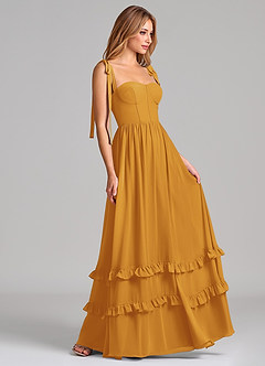 Azazie Anastacia Bridesmaid Dresses Butterscotch A-Line Sweetheart Neckline Chiffon Dress image3