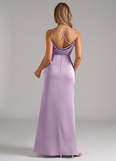 Azazie Callan Bridesmaid Dresses Frosted Lilac A-Line Pleated Stretch Satin Convertible Dress image2