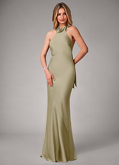 Azazie Velli Brautjungfernkleider Meerjungfrau-Linie Stretch-Satin Kleid Moosgrün image3