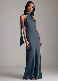 Azazie Cassiana Bridesmaid Dresses Twilight Mermaid Pleated Stretch Satin Dress image6