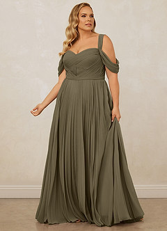 Christian Siriano Bridal for Azazie 1013 Vestidos de damas de honor Vestido de Verde Sauce de Gasa de Corte en A con Vestidos sin tirantes image13