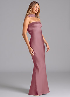 Azazie Lusinda Bridesmaid Dresses Vintage Mauve Mermaid Strapless Stretch Satin Dress image6