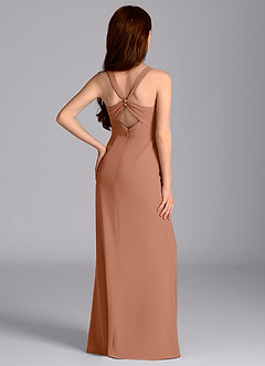 Azazie Mero Junior Abito Sirena in Chiffon Plissettato Bronzo image2