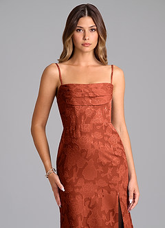 Azazie Saige Bridesmaid Dresses Auburn A-Line Off the Shoulder Floral Burnout Convertible Dress image2