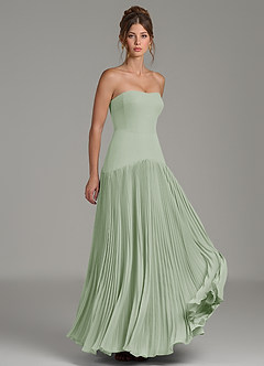 Azazie Yuliana Bridesmaid Dresses Dusty Sage A-Line Strapless Chiffon Dress image3