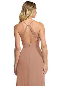 Azazie Davis Abiti da Damigella Abito A-Line in Chiffon con Scollo a V Champagne Rosa image6