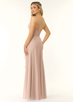 Azazie Naeem Bridesmaid Dresses English Rose A-Line V-Neck Ruffle Chiffon Dress image4