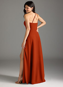 Azazie Senna Final Sale Dusty Blue A-Line One Shoulder Stretch Crepe Dress image2