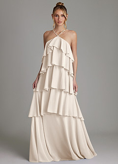 Azazie Deena Abiti da Damigella Abito A-Line in Chiffon Drappeggiato Alabastro Bianco image4