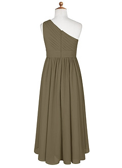 Azazie Mathilda Junior Willow Green A-Line Pleated Chiffon Dress image7