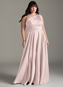 Azazie Charlize Jurken voor bruidsmeisjes Jurk van Stretch Satijn met A-lijn One-shoulder Blozend Roze image9