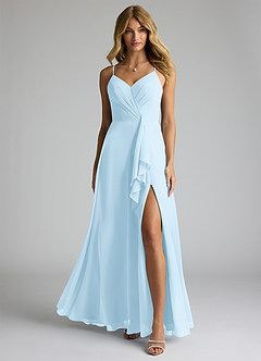 Azazie Akita Bridesmaid Dresses Sky Blue A-Line Chiffon Dress image3