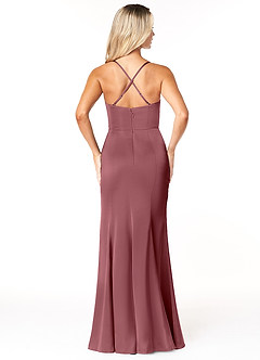 Azazie Marzia Brautjungfernkleider Etui Kutte Gefaltet Stretch-Satin Kleid Wüstenrose image4