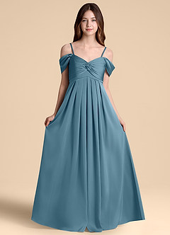 Azazie Kaitlynn Junior Vestido de Bermudas de Satén Elástico de Corte en A con Vestidos sin tirantes image6